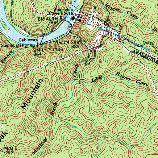 Topographic Map of Little Hopper Camp Branch, TN