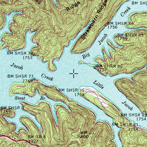 Topographic Map of Little Jacob Creek, TN