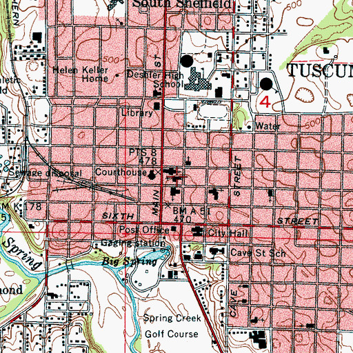 Topographic Map of First Baptist Church, AL