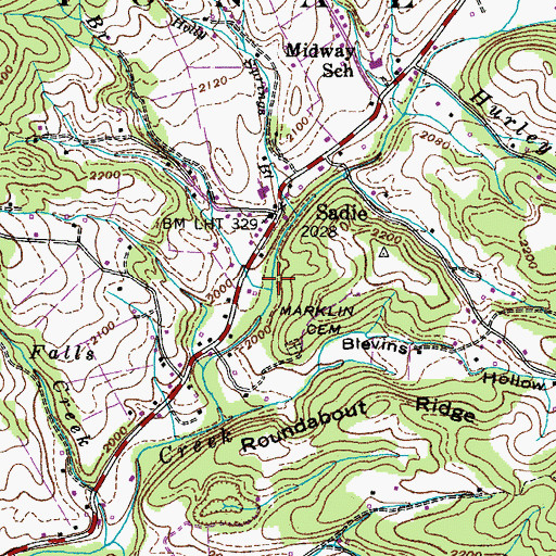 Topographic Map of Little Marklin Branch, TN