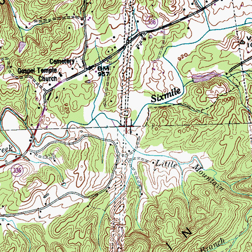 Topographic Map of Little Mountain Branch, TN