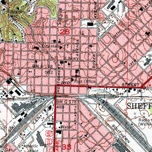 Topographic Map of First Baptist Church, AL