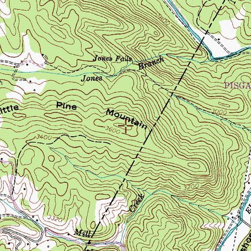 Topographic Map of Little Pine Mountain, TN