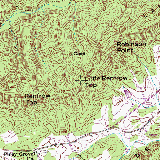 Topographic Map of Little Renfrow Top, TN