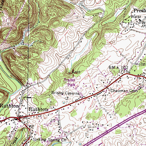 Topographic Map of Little Sinking Creek, TN