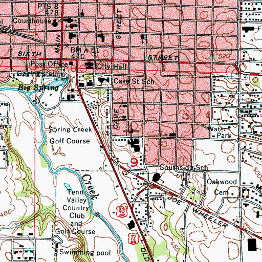 Topographic Map of First Baptist Church, AL