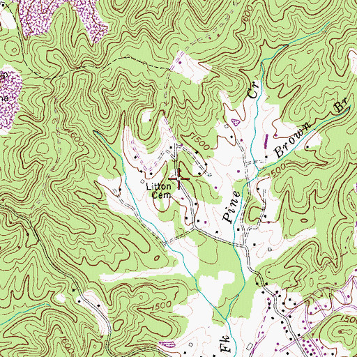 Topographic Map of Litton Cemetery, TN