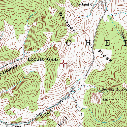 Topographic Map of Locust Knob, TN