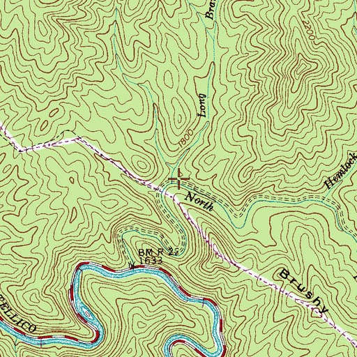 Topographic Map of Long Branch, TN