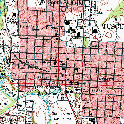 Topographic Map of First Methodist Church, AL