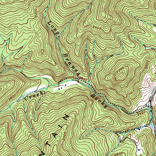 Topographic Map of Long Branch, TN
