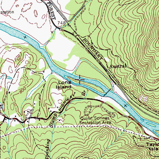 Topographic Map of Long Island, TN