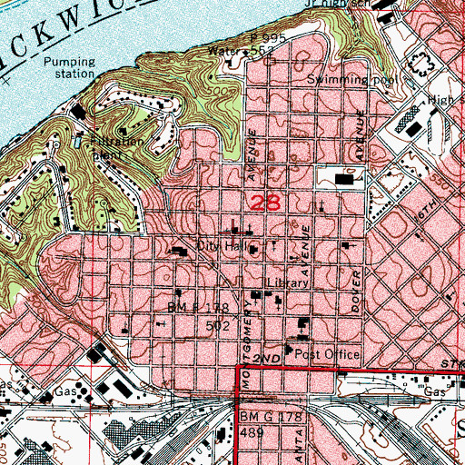 Topographic Map of First Methodist Church, AL