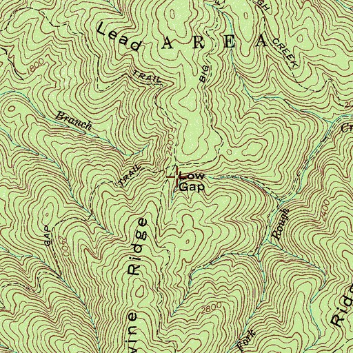 Topographic Map of Low Gap, TN