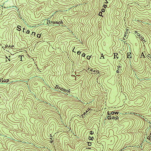 Topographic Map of Low Gap Trail, TN