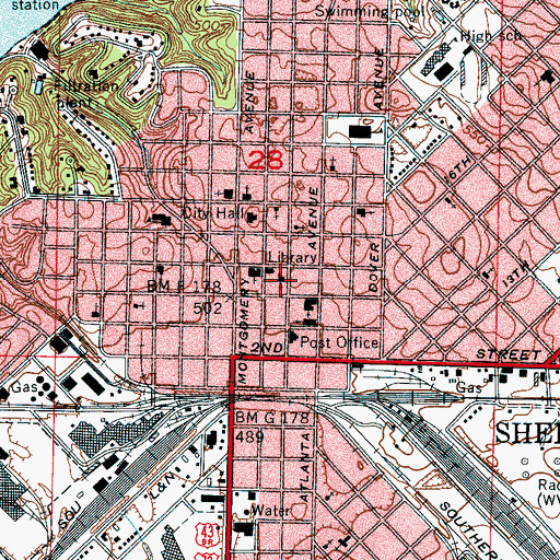 Topographic Map of First Pentecostal Church, AL