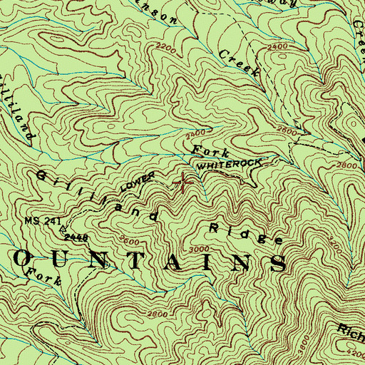 Topographic Map of Lower Whiterock Trail, TN