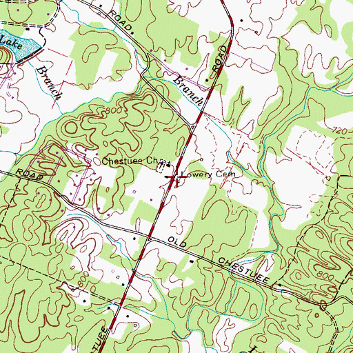 Topographic Map of Lowery Cemetery, TN