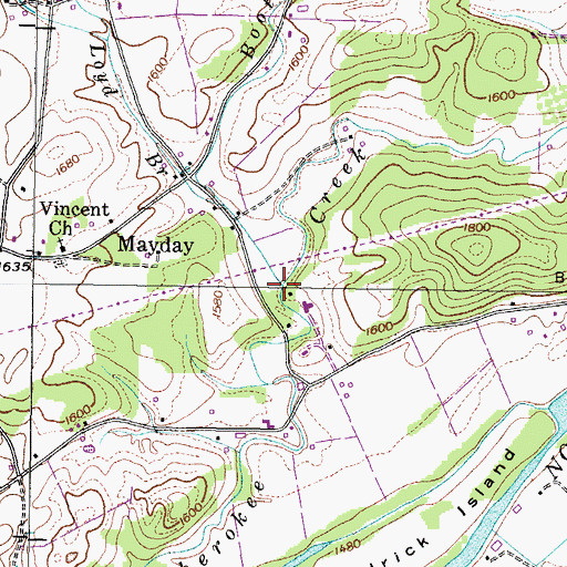 Topographic Map of Loyd Branch, TN