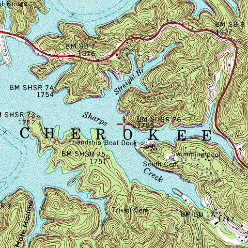 Topographic Map of Lucy Creek, TN