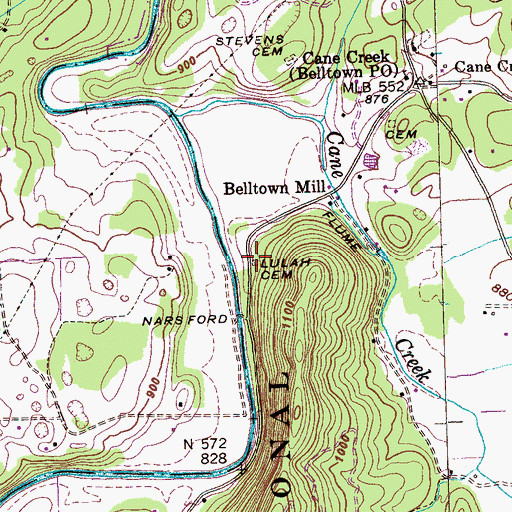 Topographic Map of Lulah Cemetery, TN