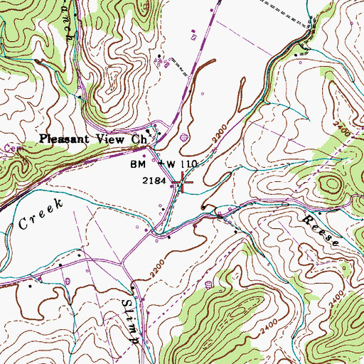Topographic Map of Lunt Branch, TN