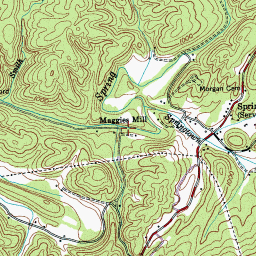 Topographic Map of Maggies Mill, TN
