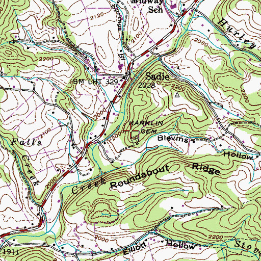 Topographic Map of Marklin Cemetery, TN