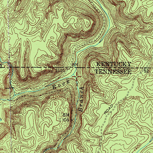 Topographic Map of Massey Branch, TN