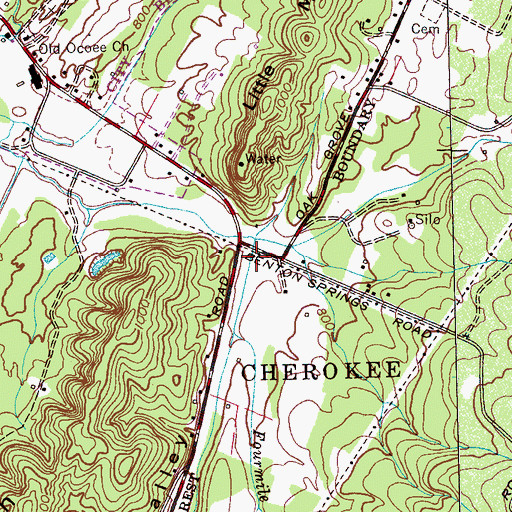 Topographic Map of Matlock Valley, TN