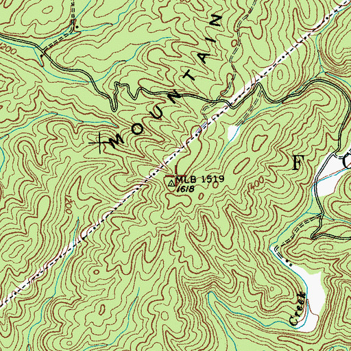 Topographic Map of McCulley Mountain, TN
