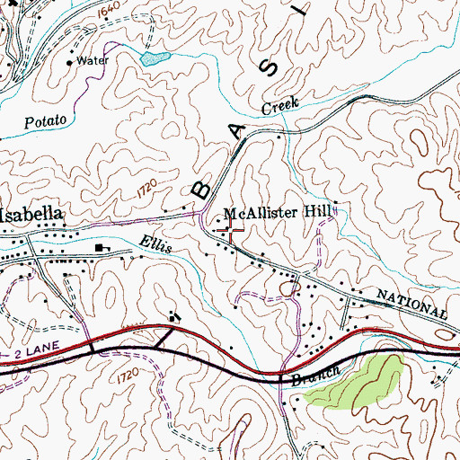 Topographic Map of McAllister Hill, TN