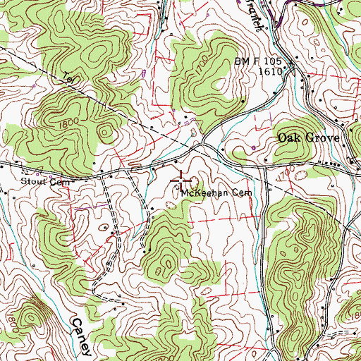 Topographic Map of McKeehan Cemetery, TN