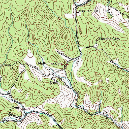 Topographic Map of McKinney Cemetery, TN