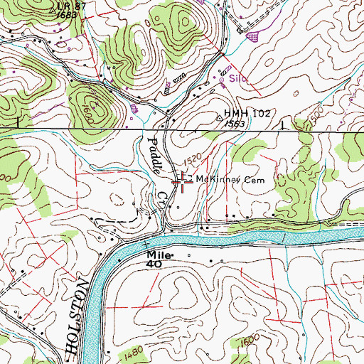 Topographic Map of McKinney Cemetery, TN