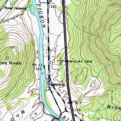 Topographic Map of McMillan Cemetery, TN