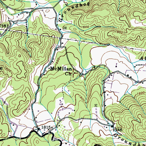 Topographic Map of McMillan Church, TN