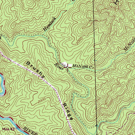 Topographic Map of McNabb Creek, TN