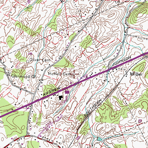 Topographic Map of McNeil Cemetery, TN