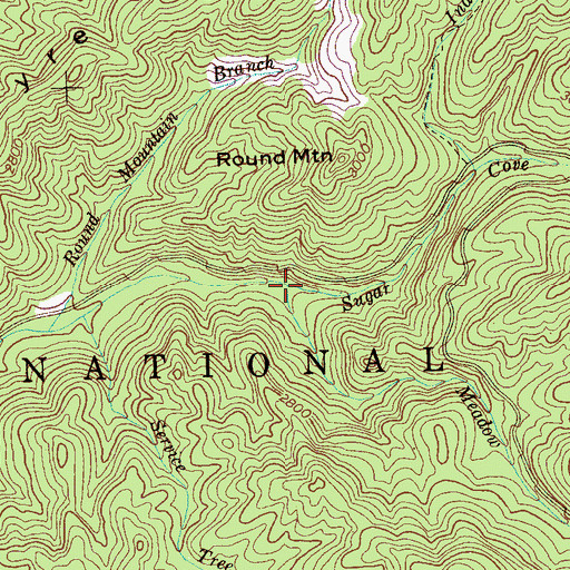 Topographic Map of Meadow Branch, TN