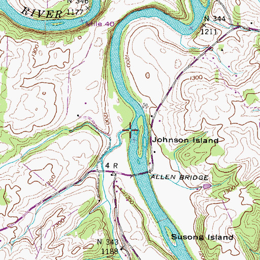 Topographic Map of Meadow Creek, TN