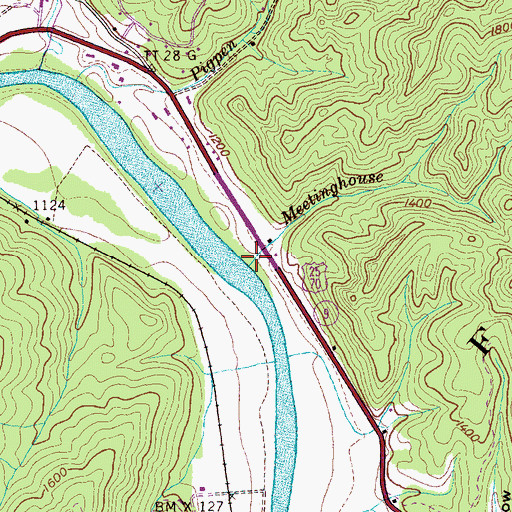 Topographic Map of Meetinghouse Branch, TN