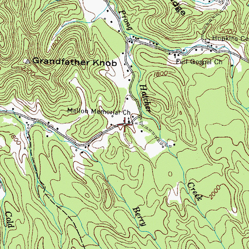 Topographic Map of Mellon Memorial Church, TN