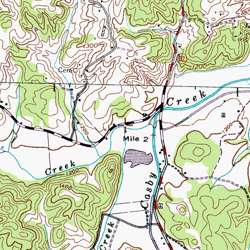 Topographic Map of Middle Creek, TN
