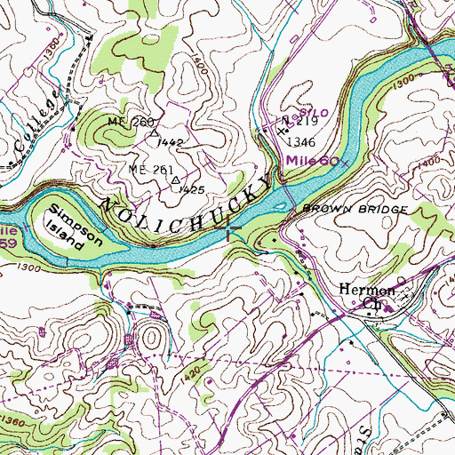 Topographic Map of Middle Creek, TN