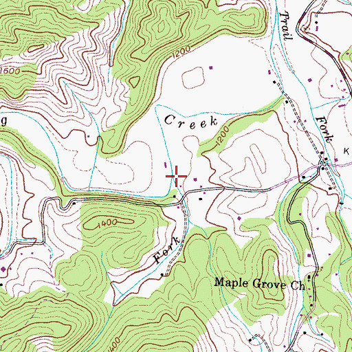 Topographic Map of Middle Fork Gulf Fork Big Creek, TN