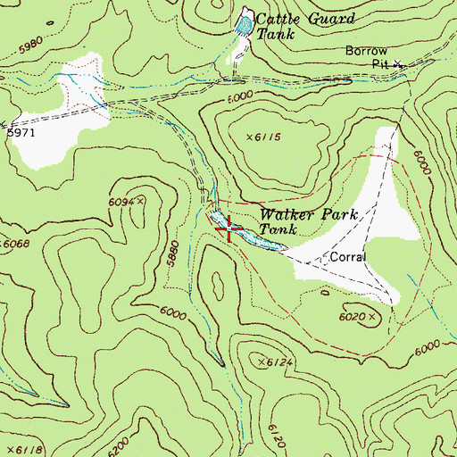 Topographic Map of Walker Park Tank, AZ