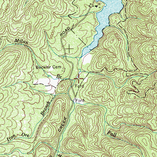 Topographic Map of Milan Branch, TN
