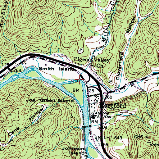 Topographic Map of Mill Creek, TN