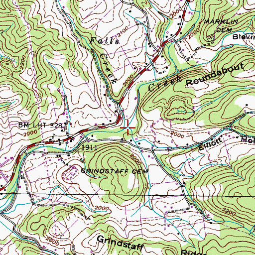 Topographic Map of Mill Creek, TN